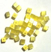 40 4mm Yellow Fiber Optic Cats Eye Cube Beads